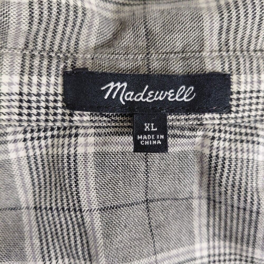 Madewell LS Plaid Westlake Boxy Button-up 100% Cotton Gray Size XL - Picture 7 of 9